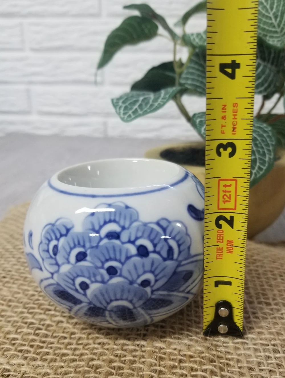 Blue Floral Candle Holder